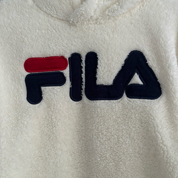 FILA Size XL White, Black, and Red Fluffy Unisex Kids Hoodie - Picture 2 of 12